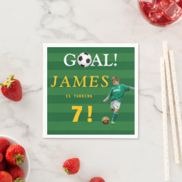 Goal! Soccer Birthday Napkins for Kids – Age 7 Pappersservett