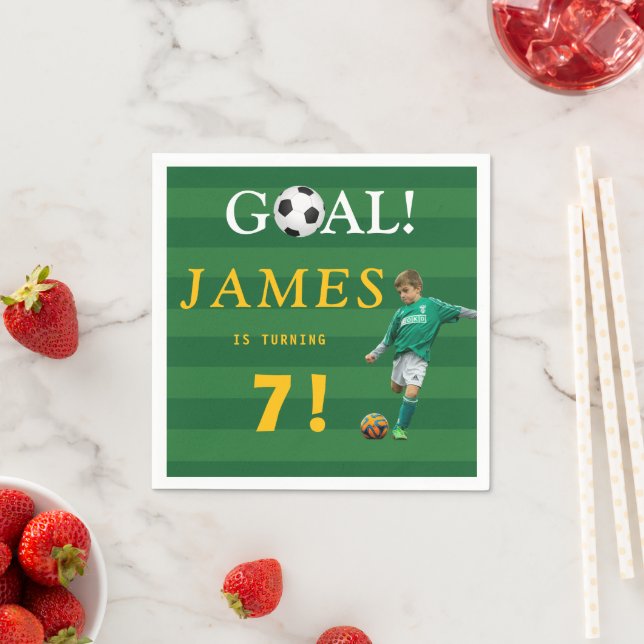 Goal! Soccer Birthday Napkins for Kids – Age 7 Pappersservett (Insitu)