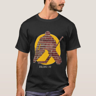 Goalie för tegelstenvägghockey tee shirt