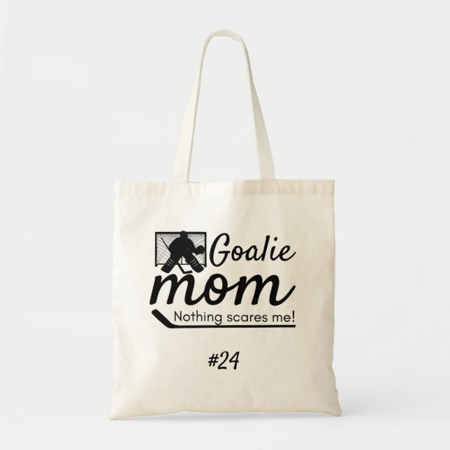 Goalie Hockey Mamma tote bag svart Tygkasse (Framsidan)
