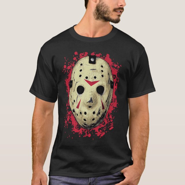 GOALIE MASK halloween helgdag hockey costume horr T Shirt (Framsida)