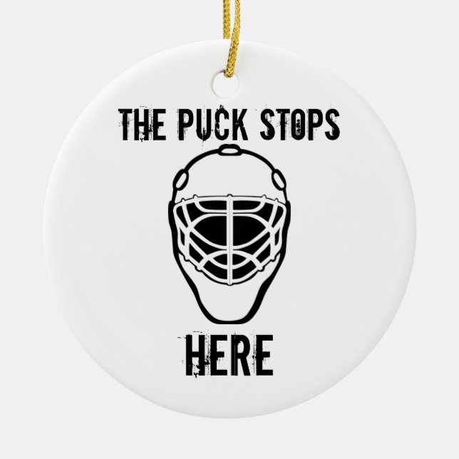 goalie-maskera puckstoppen, här julgransprydnad keramik (Framsidan)