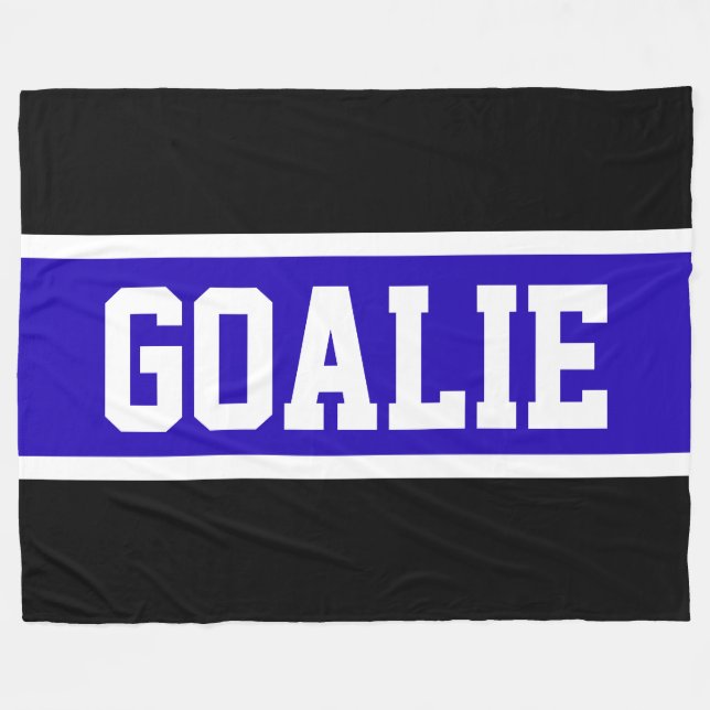 GOALIE Text Bold Athletic Blue White Rand Fleecefilt (Framsidan (Horisontell))
