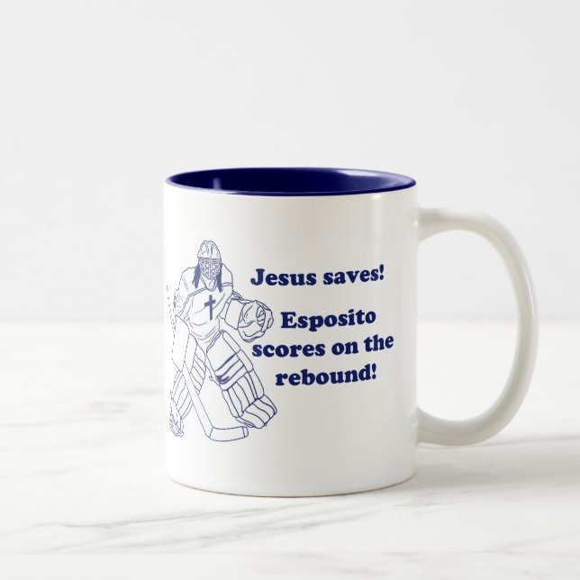 GOALIEN JESUS SPARAR muggen Två-Tonad Mugg (Höger)