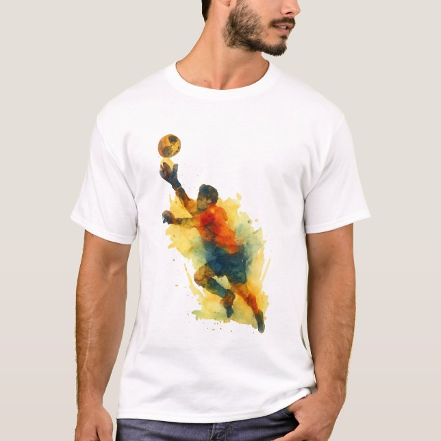 Goalkeeper Dive Tee - Watercolor Football Art Shir (Framsida)