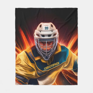 Goalkeeper Ice Hockey med ditt namn Goalie Fleecefilt