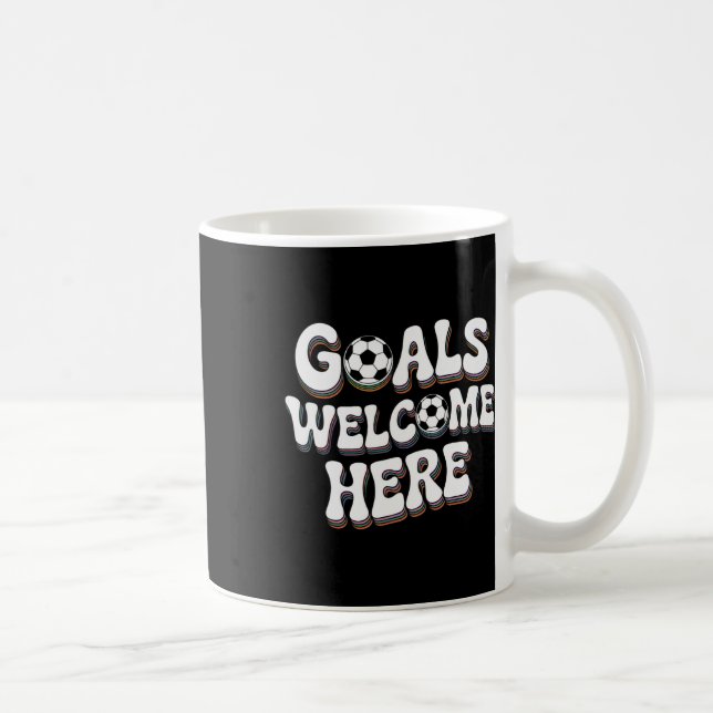 Goals Welcome Here Retro Soccer _2  Kaffemugg (Höger)