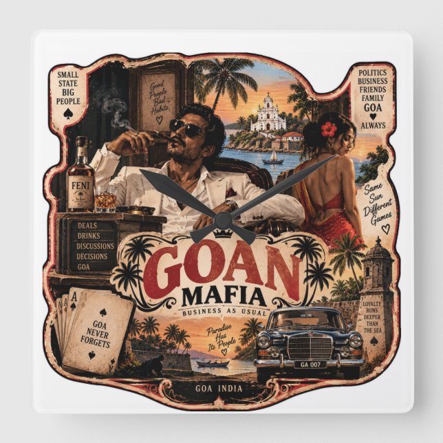 Goan Mafia – Goa Pride Fyrkantig Klocka (Framsida)