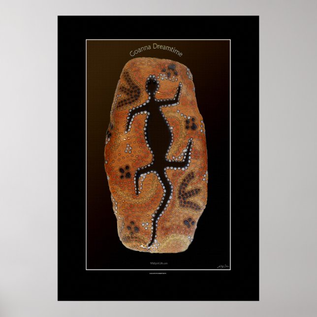Goanna Dreamtime Aborigine-format Art Print Poster (Framsidan)