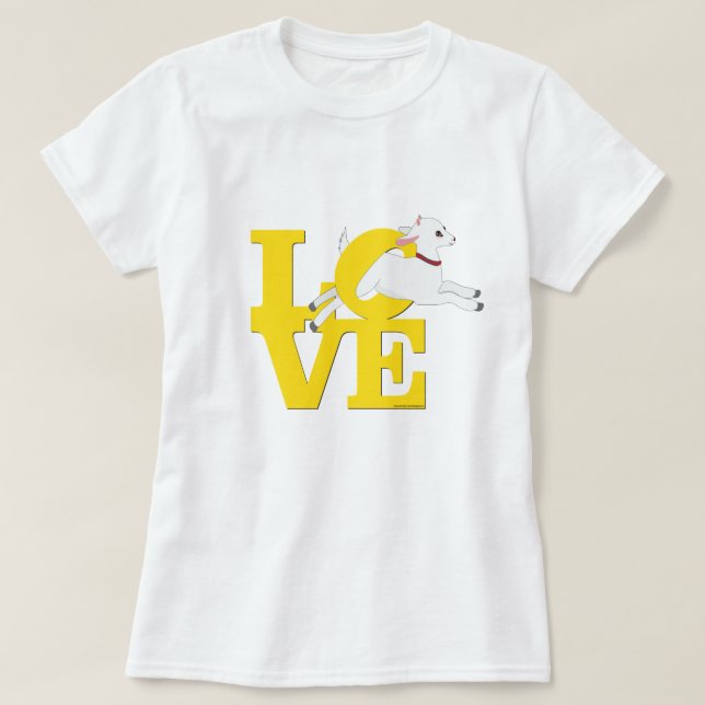 GOAT ÄLSKARE | GULT Goat L O V E - Vitt get Tee Shirt (Design framsida)