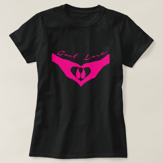 GOAT ÄLSKARE | Heart Händer Holding Goat Hoof Rosa T Shirt (Design framsida)