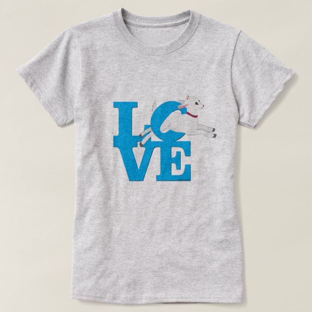 GOAT ÄLSKARE | HIMMEL BLUE Goat L O V E - Vitt get Tee Shirt (Design framsida)