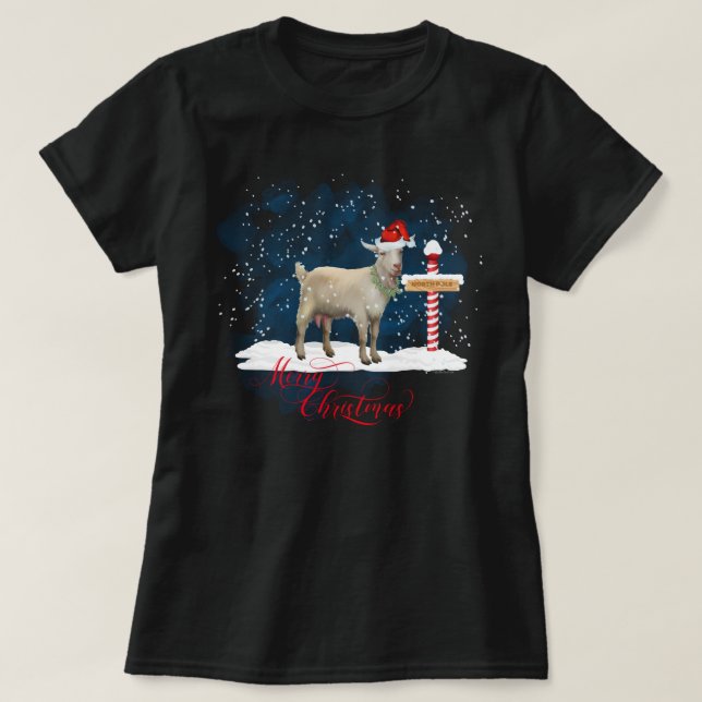 Goat Älskare jul North Pole T Shirt (Design framsida)