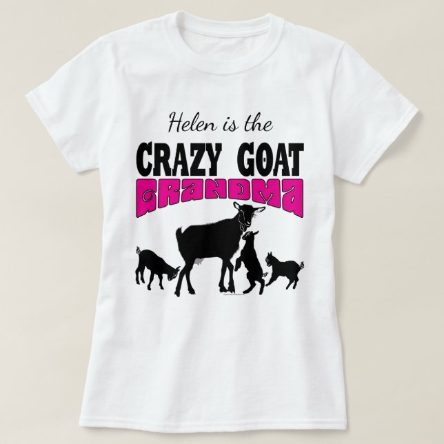 GOAT ÄLSKARE | Personlig Crazy Goat Grandma T-shirt (Design framsida)