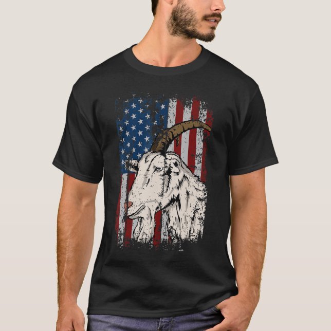 Goat American US Flagga Patriotic Goat Farm T Shirt (Framsida)