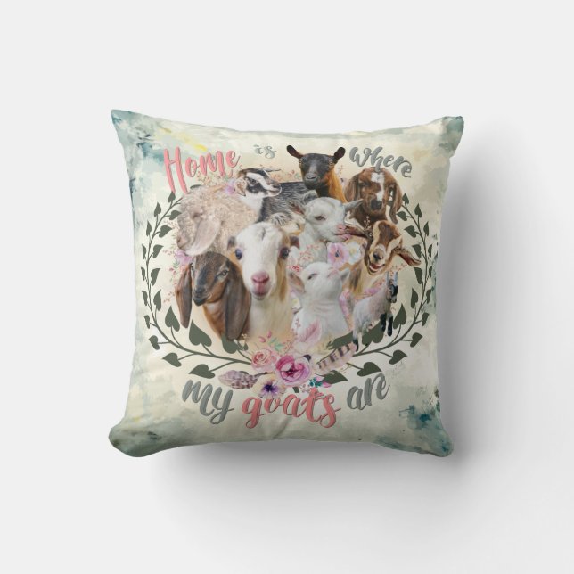GOAT ART | Hem är där mina getter är GetYerGoat Kudde (Framsida)