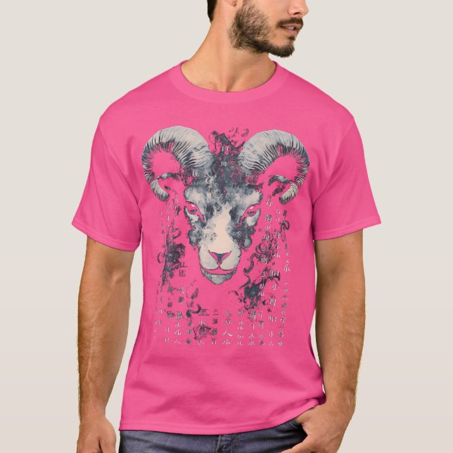 Goat Art Text Ansikte Animal Motif Goat T Shirt (Framsida)