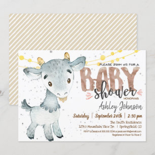 Goat Baby Shower-inbjudan, Boy, Farm Inbjudningar