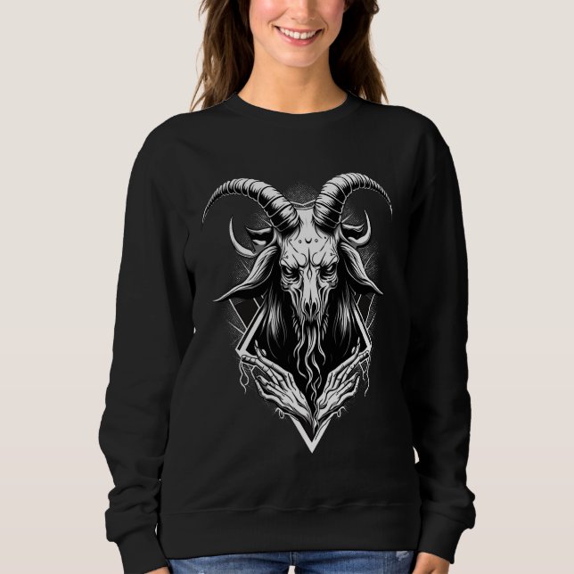 Goat Baphomet  Occult Gothic Demon T Shirt (Framsida)