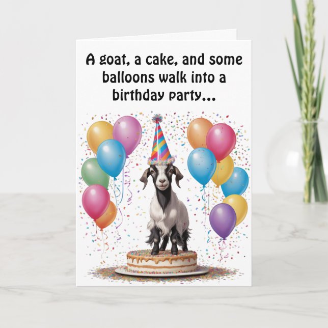 Goat Birthday Surprise - Lustigt & Witty Kort (Framsida)