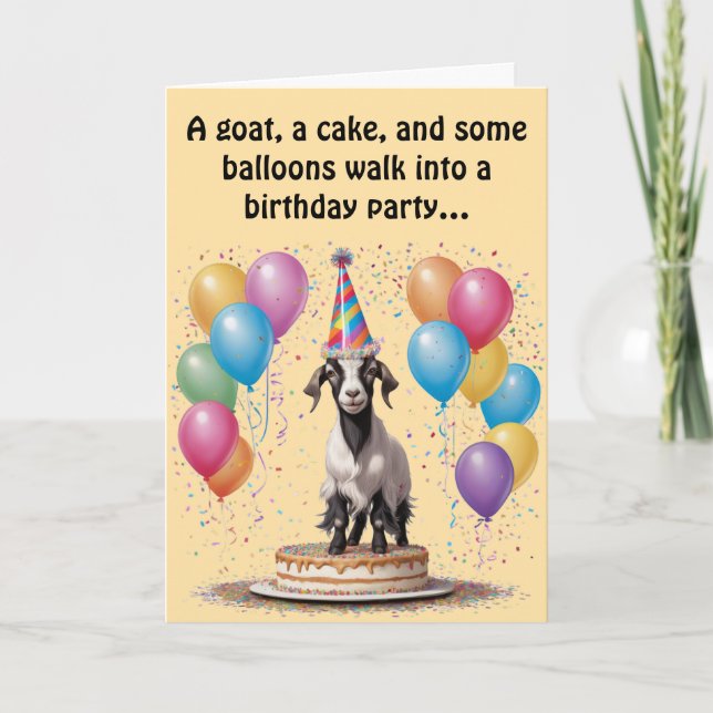 Goat Birthday Surprise - Lustigt & Witty Kort (Framsida)