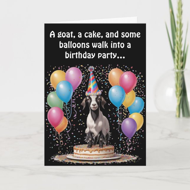 Goat Birthday Surprise - Lustigt & Witty Kort (Framsida)