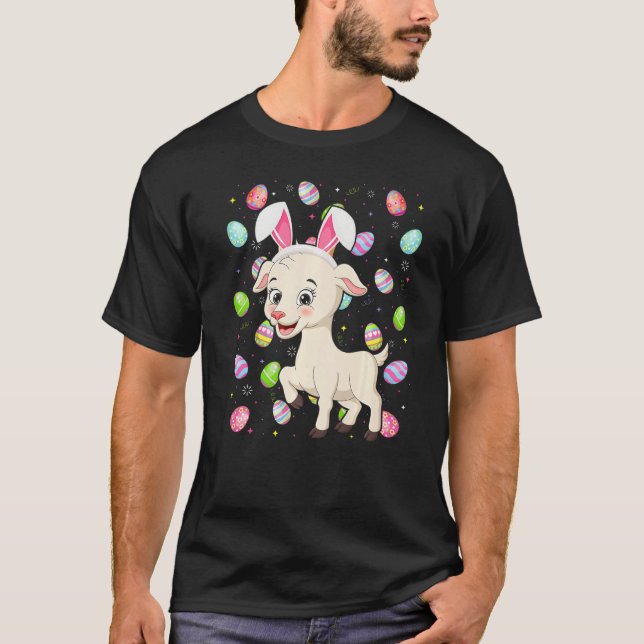 Goat Bunny Påskägg Funny Goat Påsk Söndag T Shirt (Framsida)