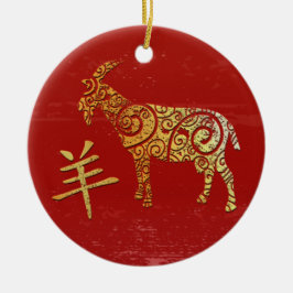 Goat Chinese Zodiac Horoscope Constellation Sign Julgransprydnad Keramik