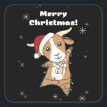 Goat Christmas Goats Winter Animals Fyrkantigt Klistermärke<br><div class="desc">The goat for Christmas with fairy lights. Funny animals with gifts and snow for the holidays. Also funny for Christmas in July. Goats are cute animals and perfect for Christmas.</div>