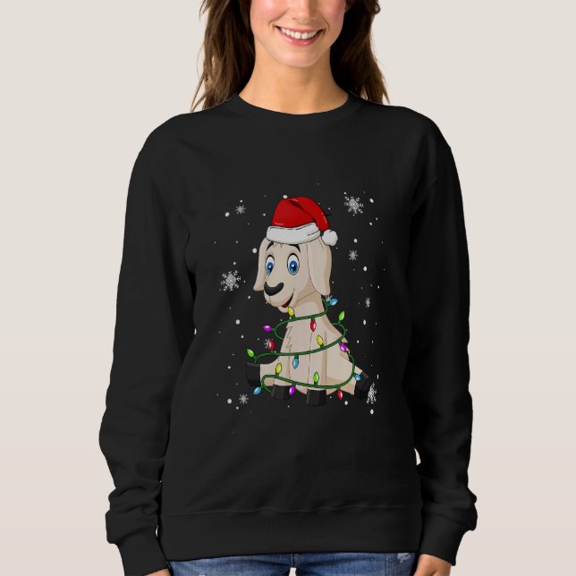 Goat Christmas Lights Led  Santa Hat Christmas T Shirt (Framsida)