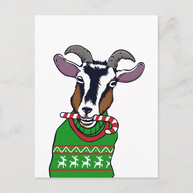 Goat Christmas Sweater Vykort (Framsida)