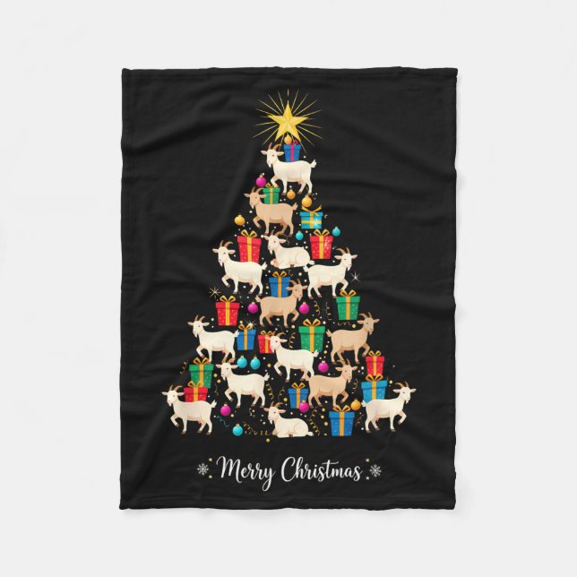 Goat Christmas Tree Xmas Holiday Men &amp; Women  Fleecefilt (Framsidan)