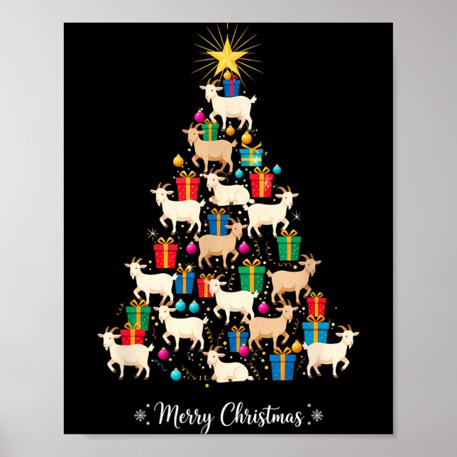 Goat Christmas Tree Xmas Holiday Men &amp; Women  Poster (Framsidan)