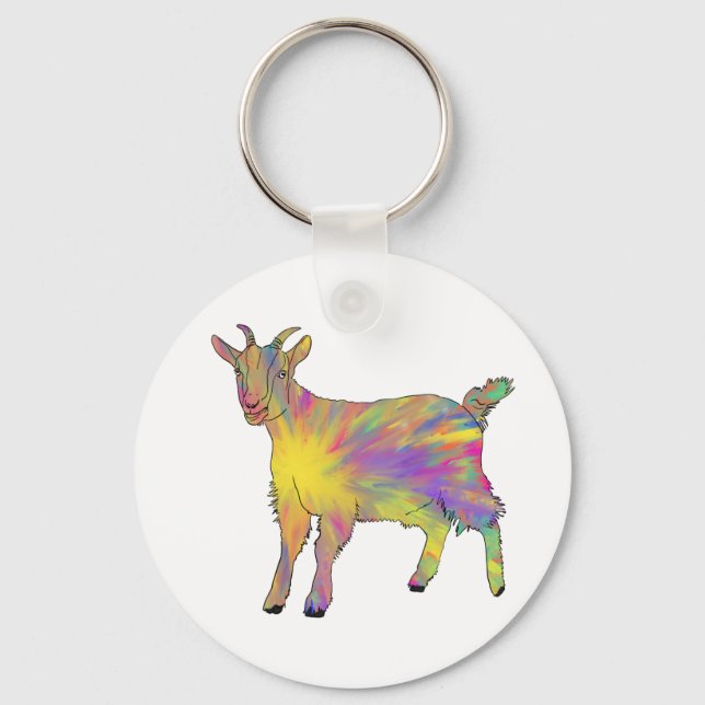 Goat Colorful illustration Farm Cute Animal Art Nyckelring (Front)