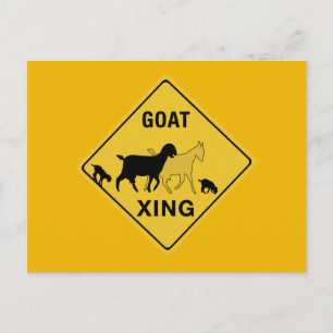Goat Crossing, Traffic Warning Sign, Indiana, USA Vykort