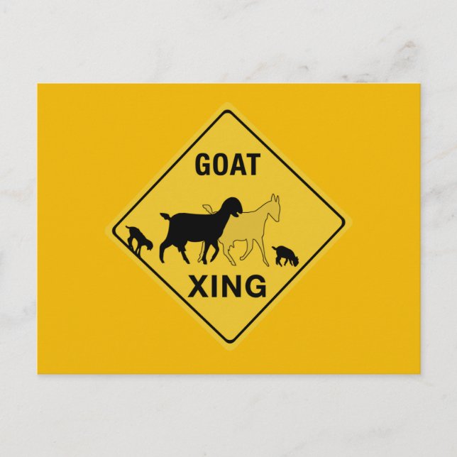 Goat Crossing, Traffic Warning Sign, Indiana, USA Vykort (Framsida)