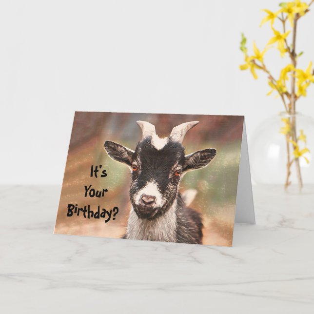 Goat Cute Funny Land Barnyard Kort (Gul blomma)
