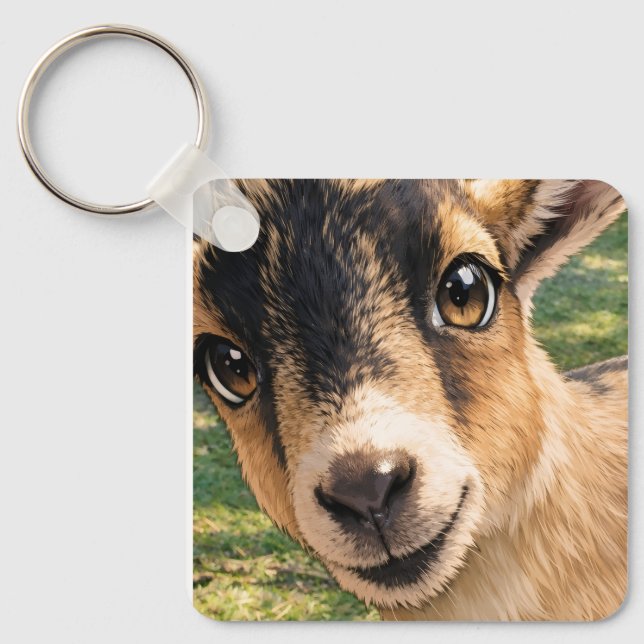 Goat Cute Keychain – Adorable Design Key Ring Gift Nyckelring (Framsida)