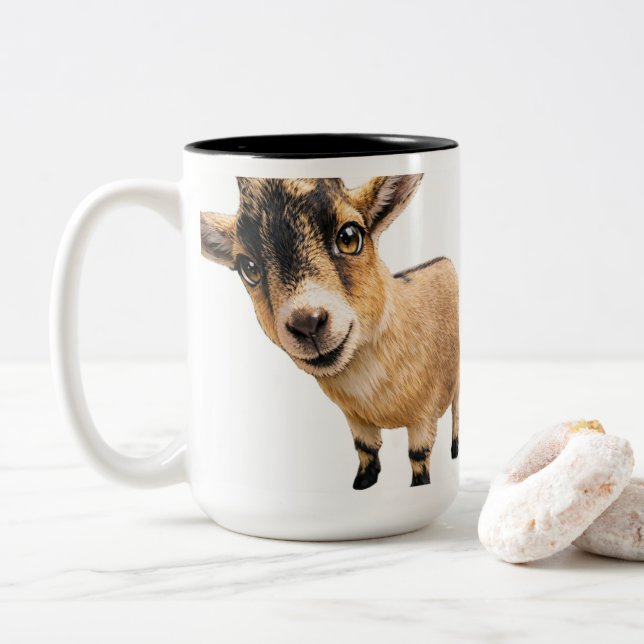 Goat Cute Peeking Coffee Mug Två-Tonad Mugg (Med munk)