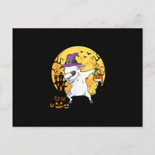 Goat Dabbing Witch Pumpkin Rolig hund Halloween Vykort
