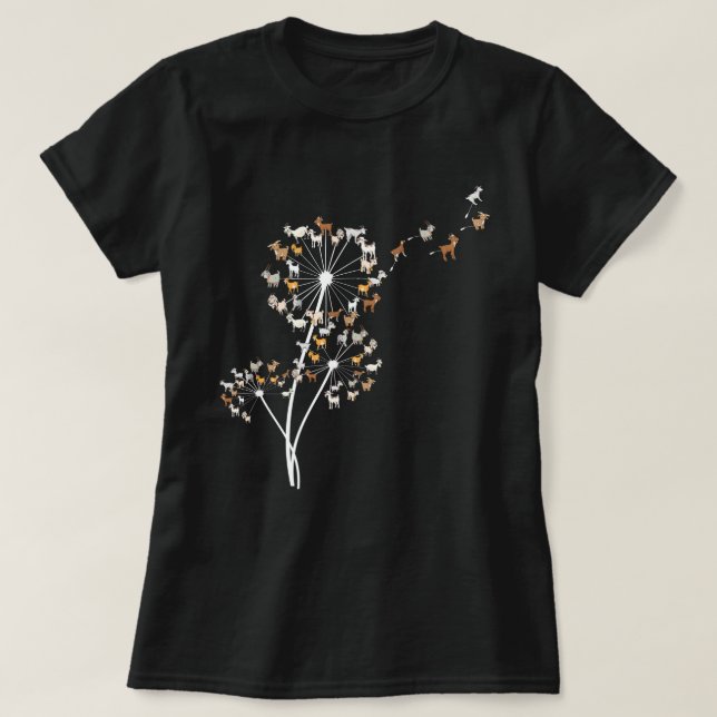 Goat Dandelion Flower Funny Animals Älskare Tee fo (Design framsida)
