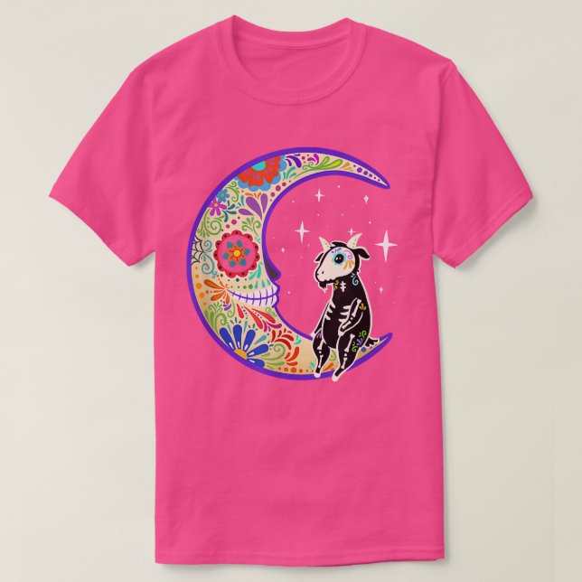 Goat Dia de Los Muertos Skeleton Sugar Skull T-Shi T Shirt (Design framsida)