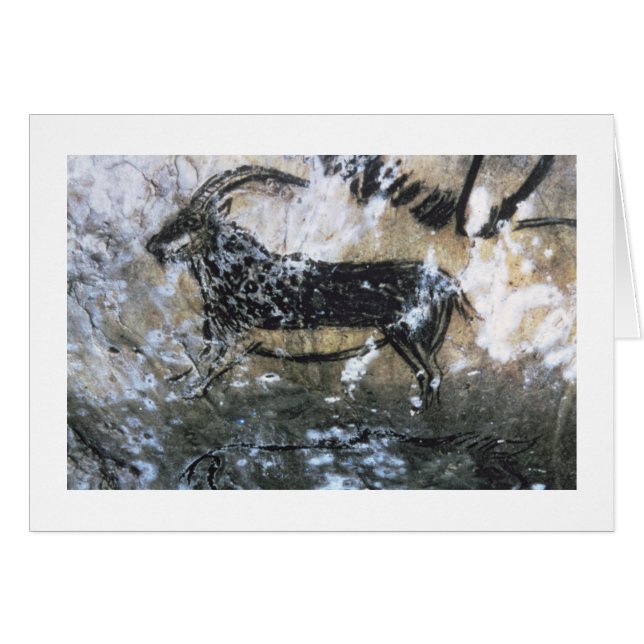 Goat eller Chamois, sten-lackering i Black Room. Hälsningskort (Framsidan Horizontal)