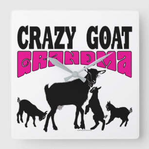 GOAT FAMILY Funny Crazy Goat Grandma Fyrkantig Klocka
