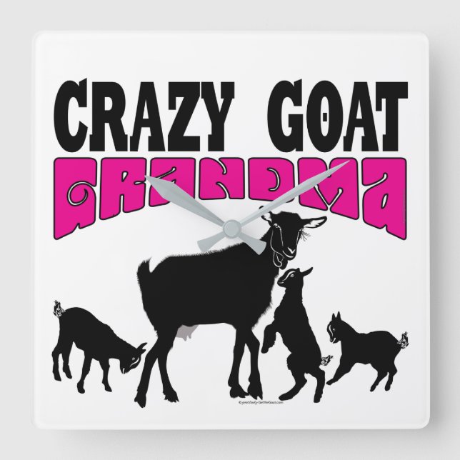GOAT FAMILY | Funny Crazy Goat Grandma Fyrkantig Klocka (Framsida)
