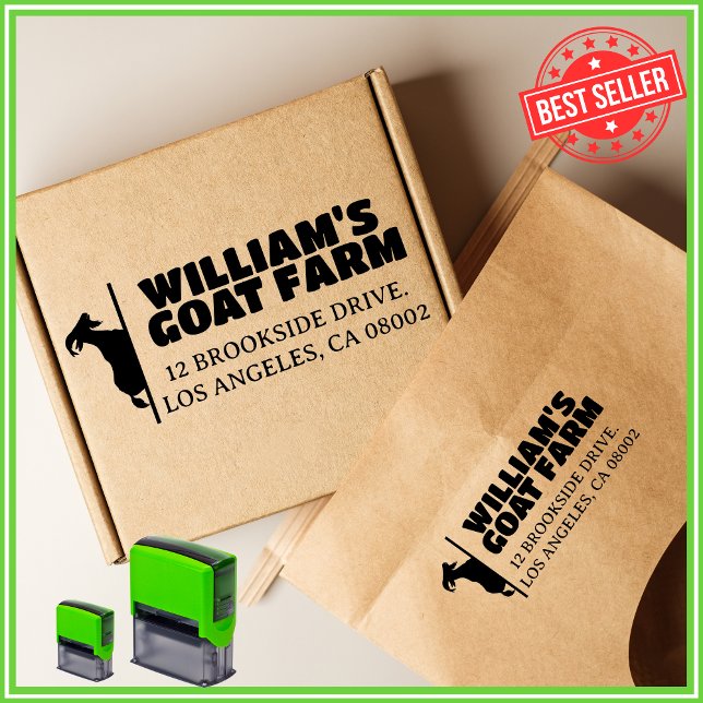 Goat Farm Business Unique Cute Returadress Självfärgande Stämpel (Skapare uppladdad)