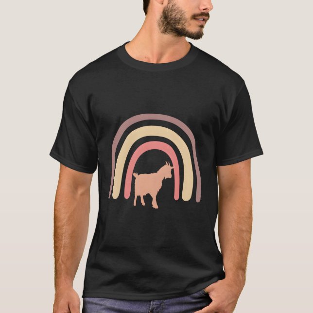 Goat Farm Farmer Farming Animal Rainbow T Shirt (Framsida)