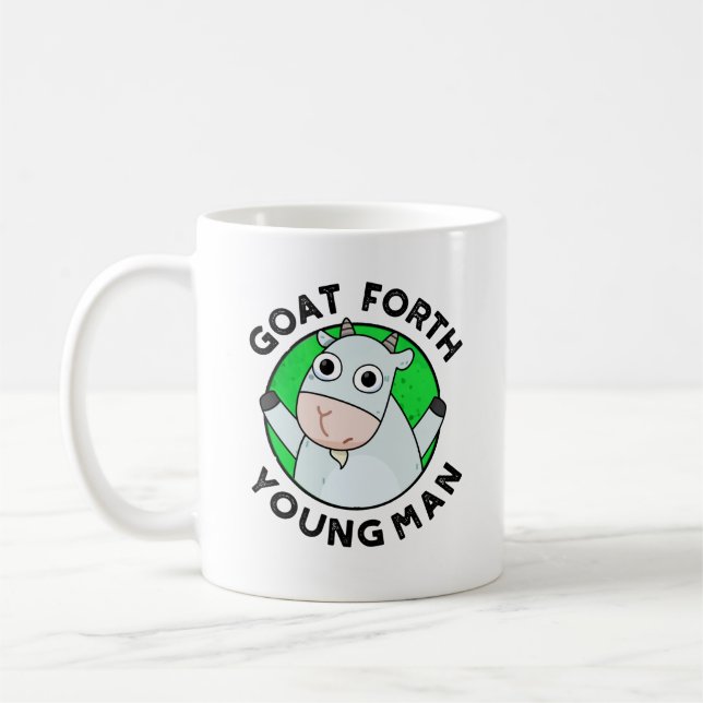 Goat Forth Young Man Funny Animal Pun Kaffemugg (Vänster)
