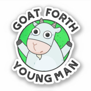Goat Forth Young Man Funny Animal Pun Klistermärken