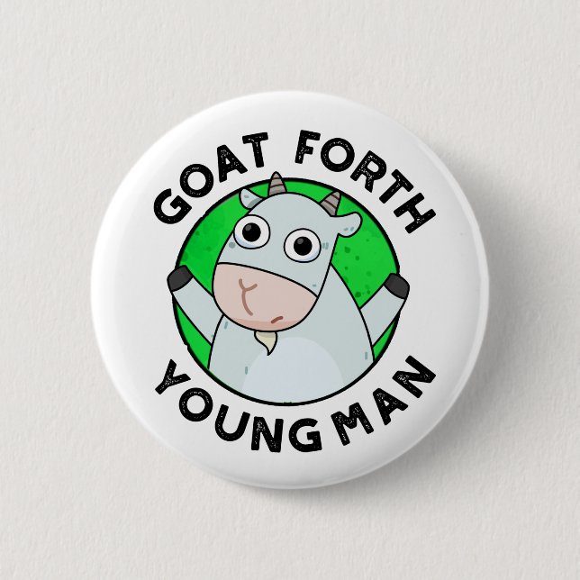 Goat Forth Young Man Funny Animal Pun Knapp (Framsida)